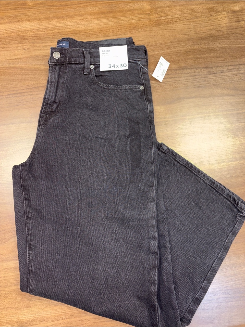 Aeropostale Men’s Baggy Fit Jeans - Black Wash
